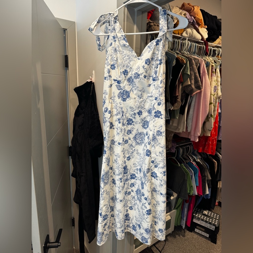 Floral Blue and White Dress
